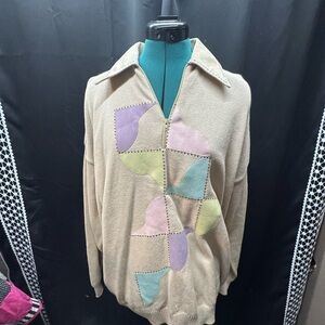 Elegant Patchwork V-Neck Sweater